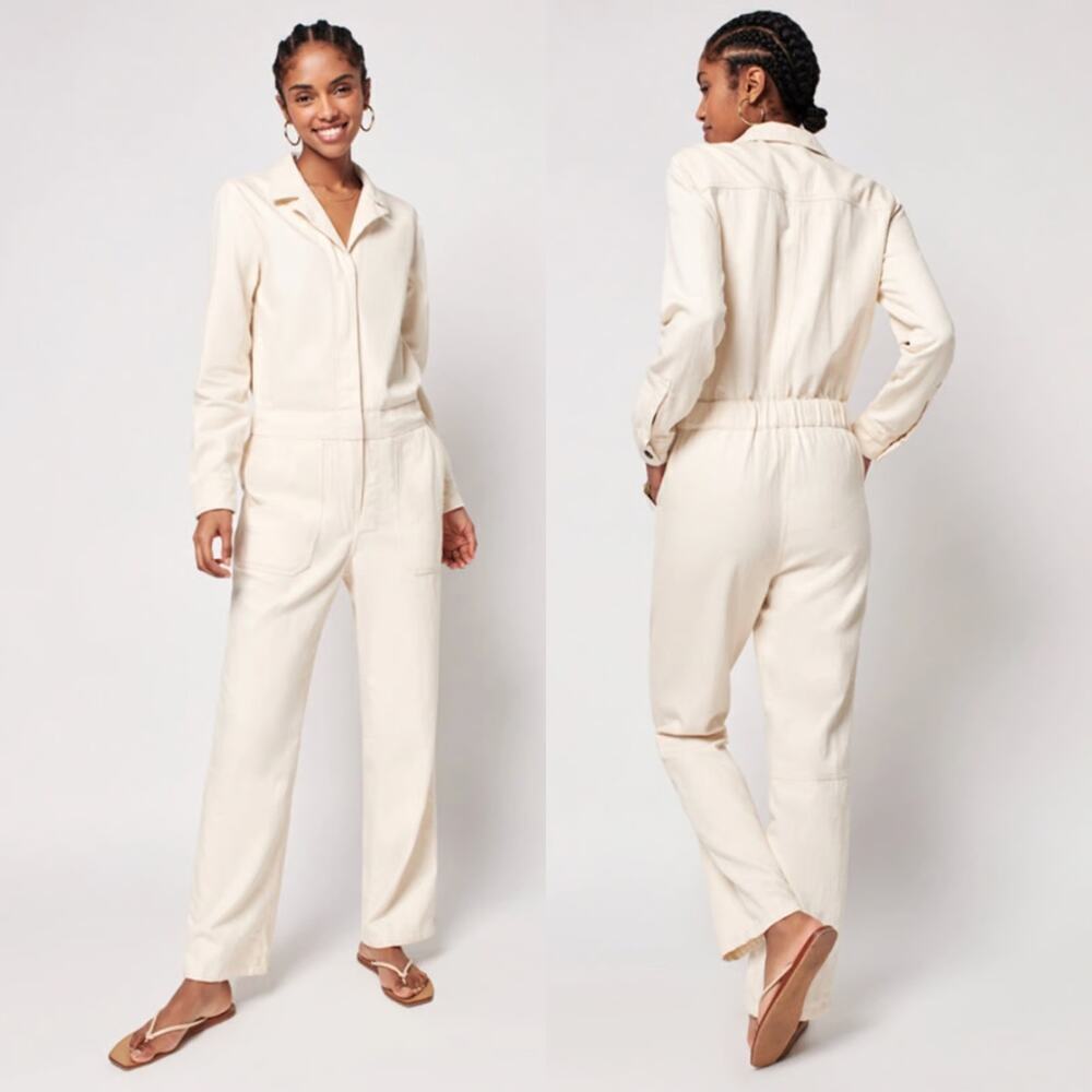 Faherty Overland Twill Jumpsuit Womens Size Medium NWOT Organic Cotton Utility
